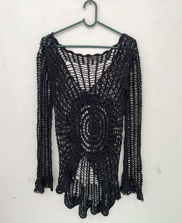 EASY WEAR Black Crochet Top