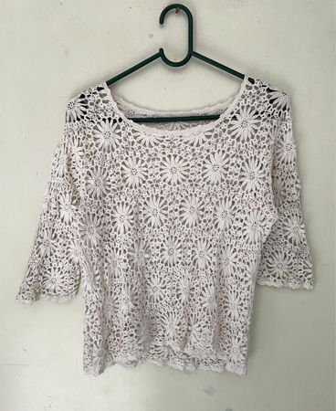 White Crochet Floral Top