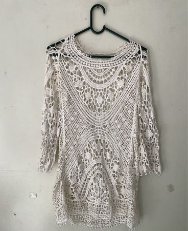 Crocheted White Tunic
