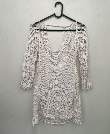 White Crochet Dress