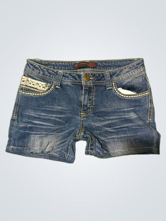 No Boundaries Denim-Shorts mit Spitze