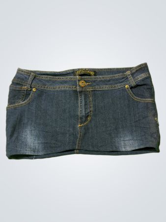 Deron Damen Blauer Denim Minirock mit verzierten Taschen
