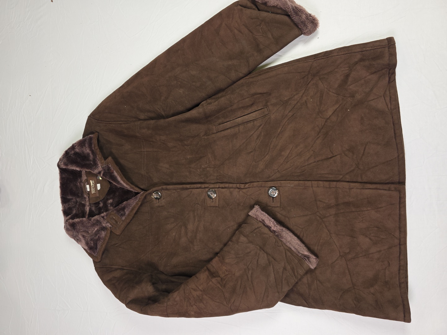 Brauner Kunstpelzmantel mit Futter