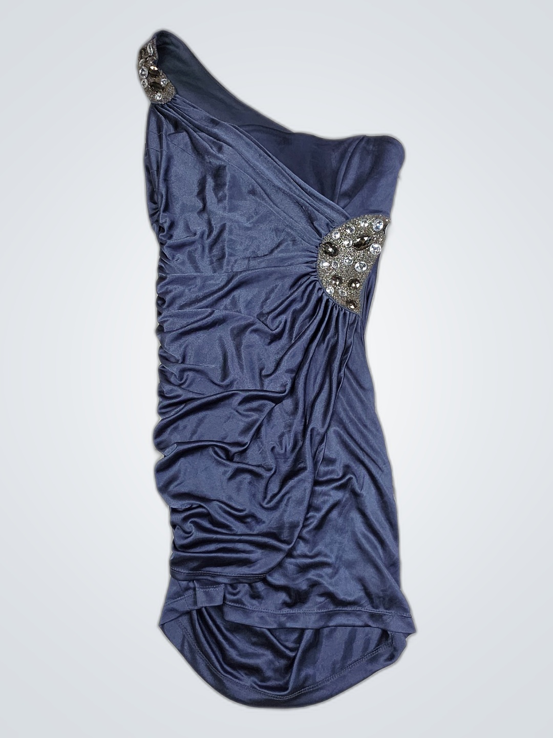 Abito blu a spalla unica Speckles