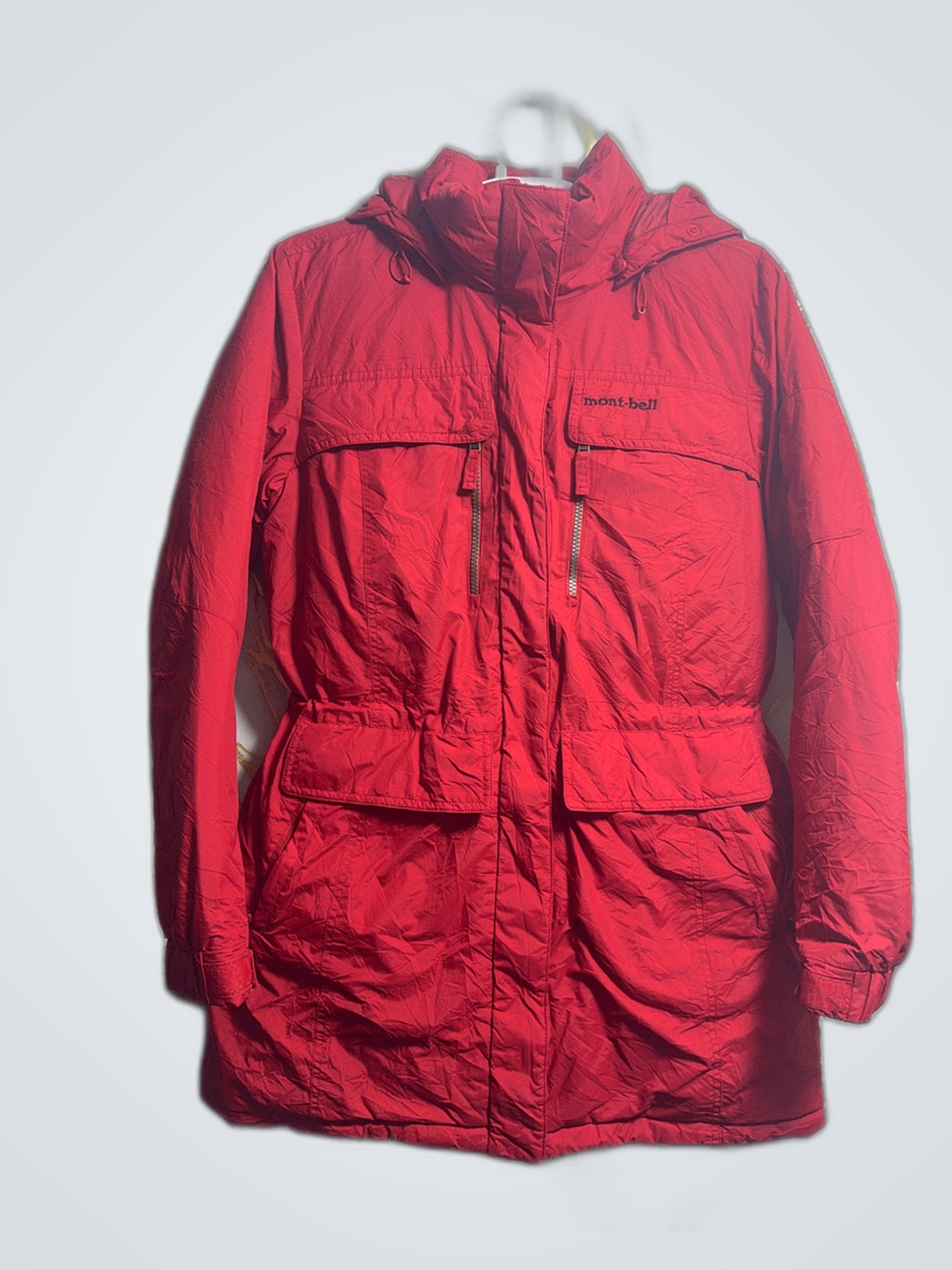 Montbell Red Hooded Puffer Jacket