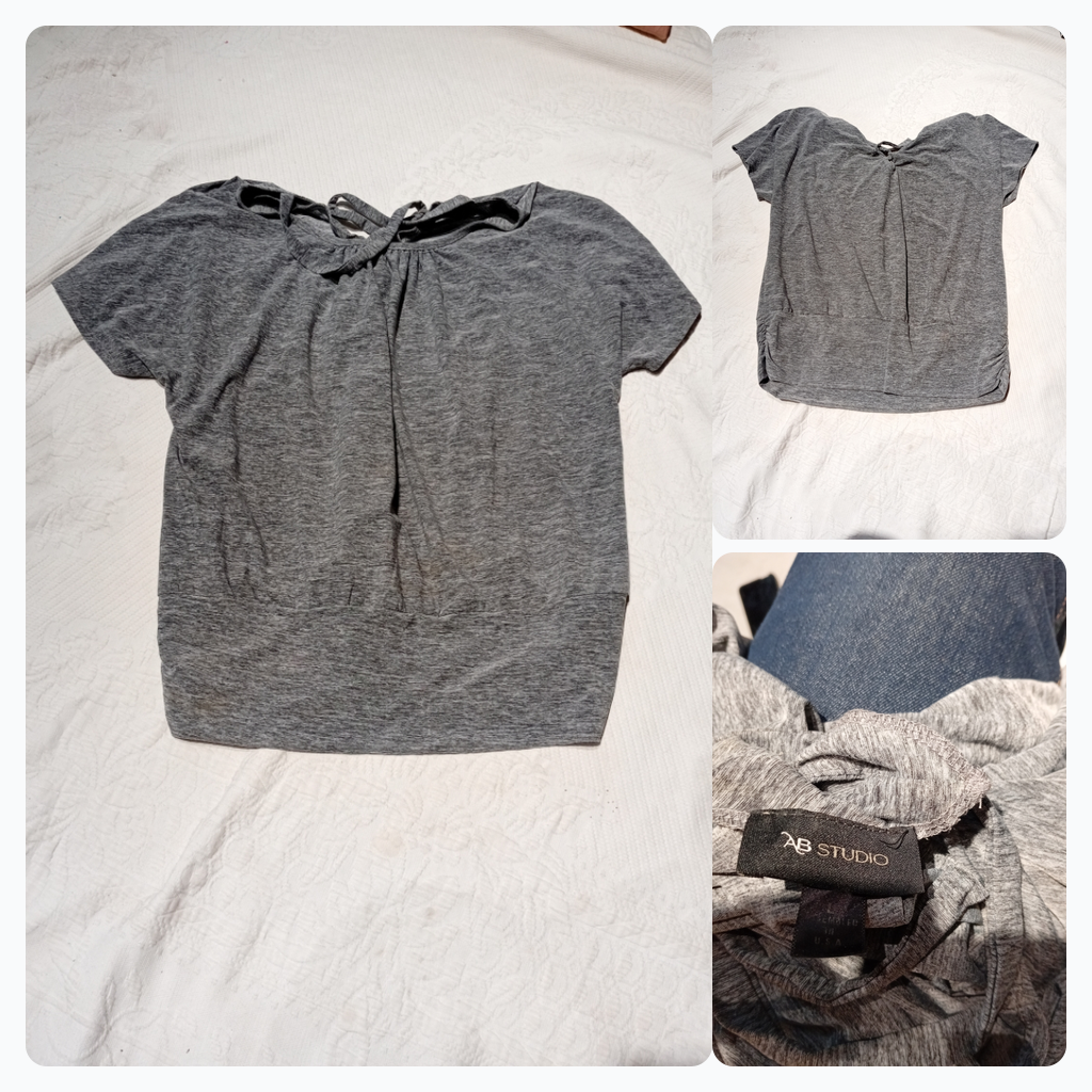AB Studio Gray Short Sleeve Top