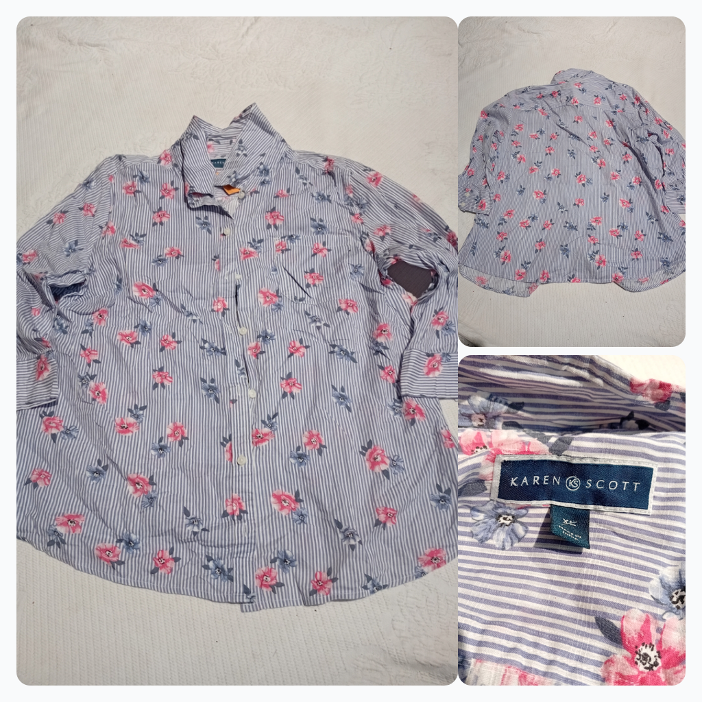 Floral Striped Button-Up Shirt