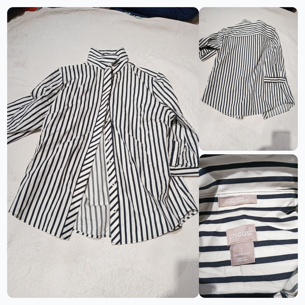 Chico's Striped Button-Up Shirt
