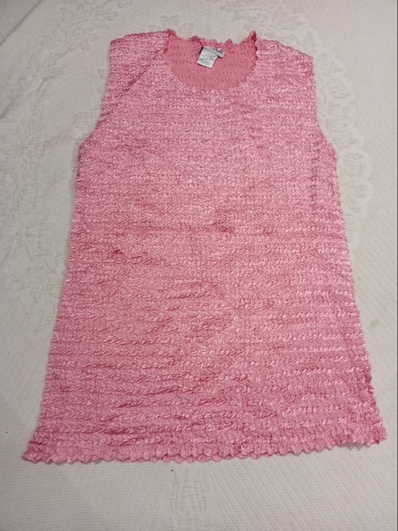 Pink Crinkle Tank Top