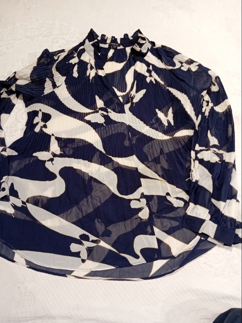 Ann Taylor Butterfly Print Pleated Blouse