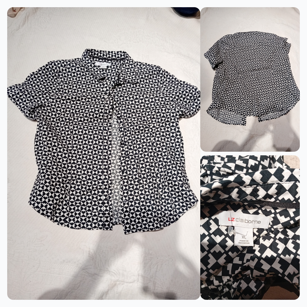 LZ Claiborne Black and White Geometric Print Short..