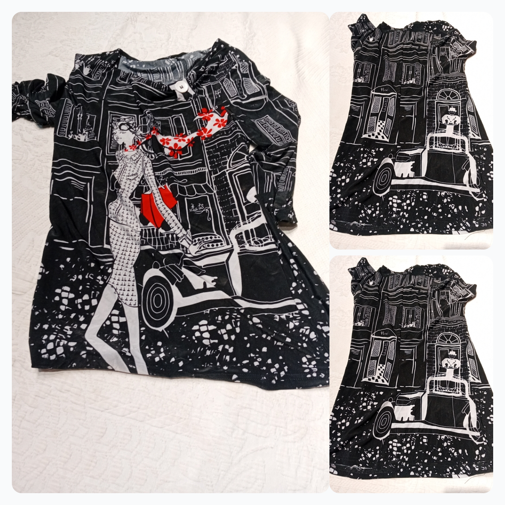 Black and White Graphic Print Dress