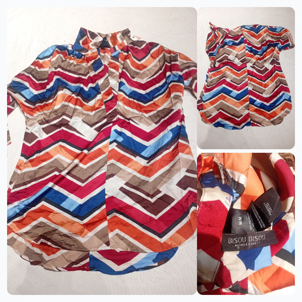 Bisou Bisou Chevron Print Blouse