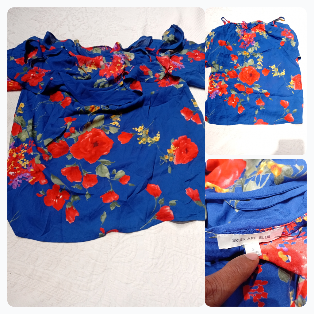 Skies Are Blue Floral Print Blouse