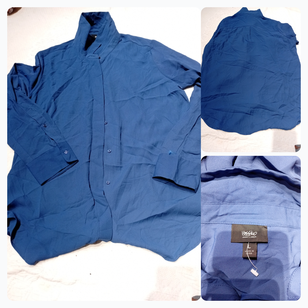 Women's Blue Button-Up Shirt