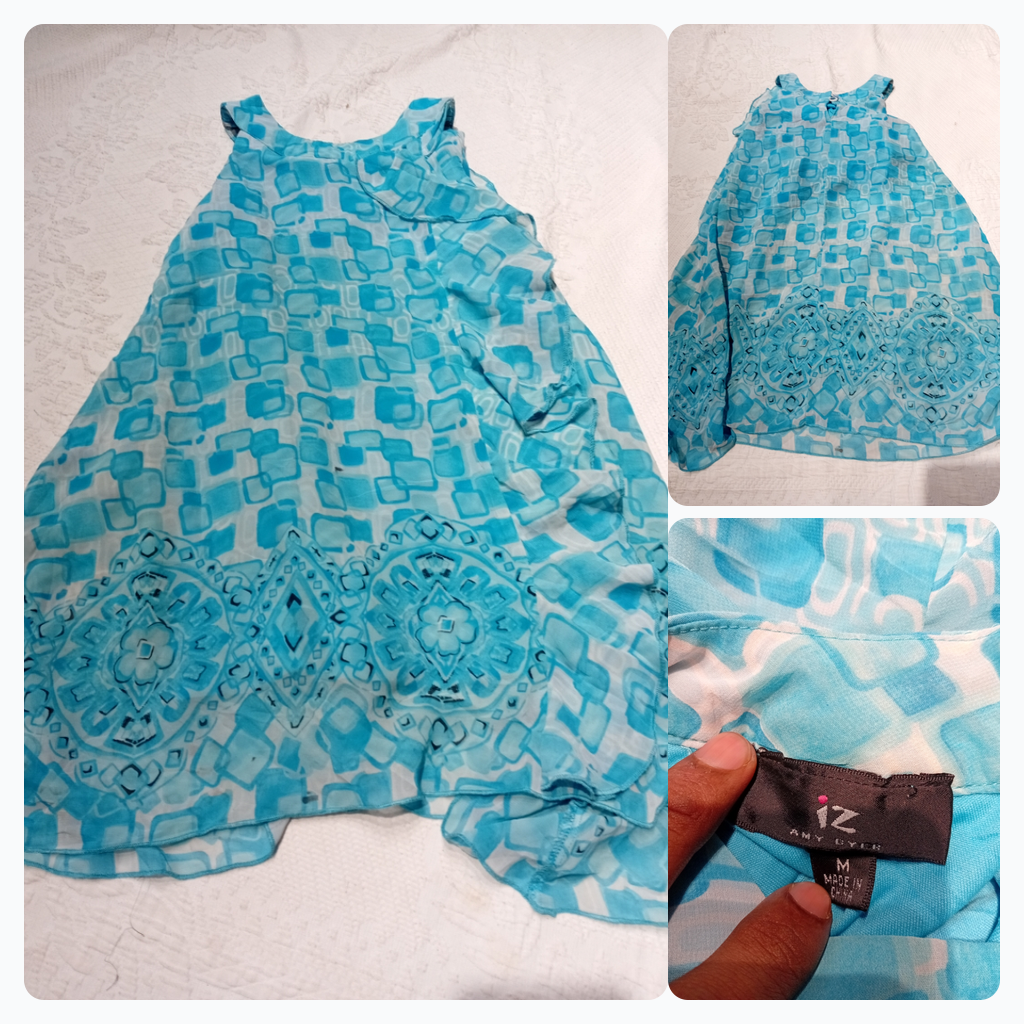 Blue and White Patterned Dress