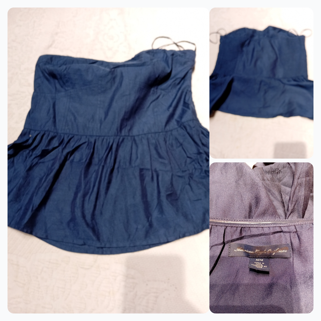 American Eagle Outfitters Blue Strapless Mini Dres..