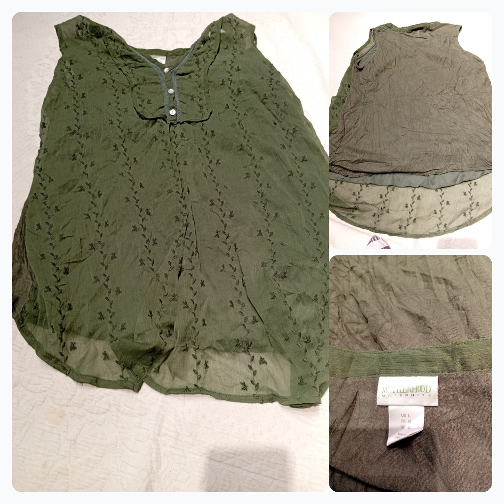 Green Embroidered Maternity Blouse