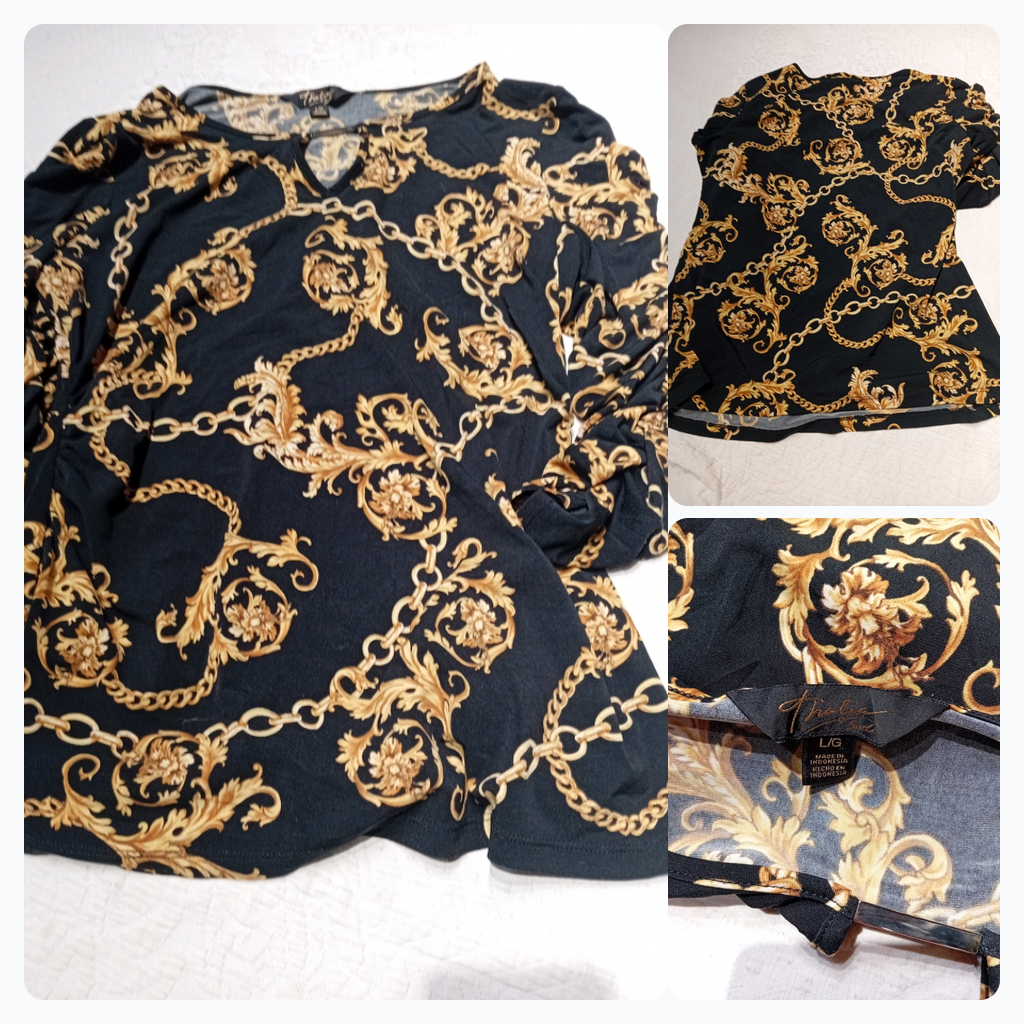 Women's Long Sleeve Top with Chain Print