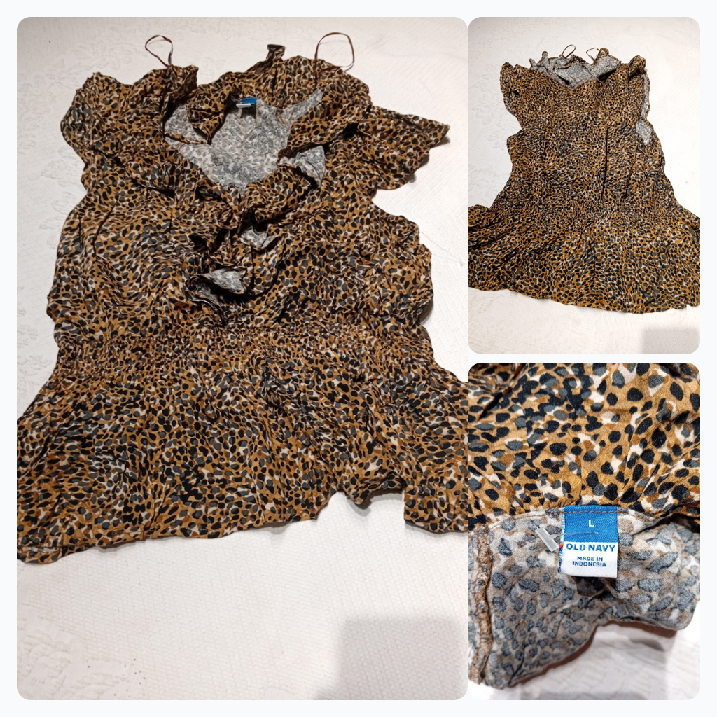 Old Navy Animal Print Ruffle Top
