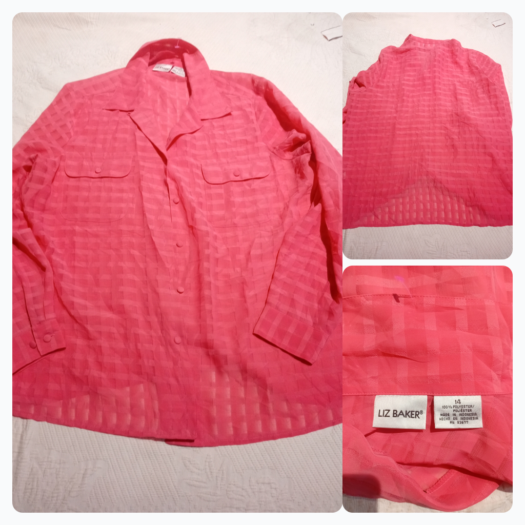 Liz Baker Pink Plaid Button-Up Shirt
