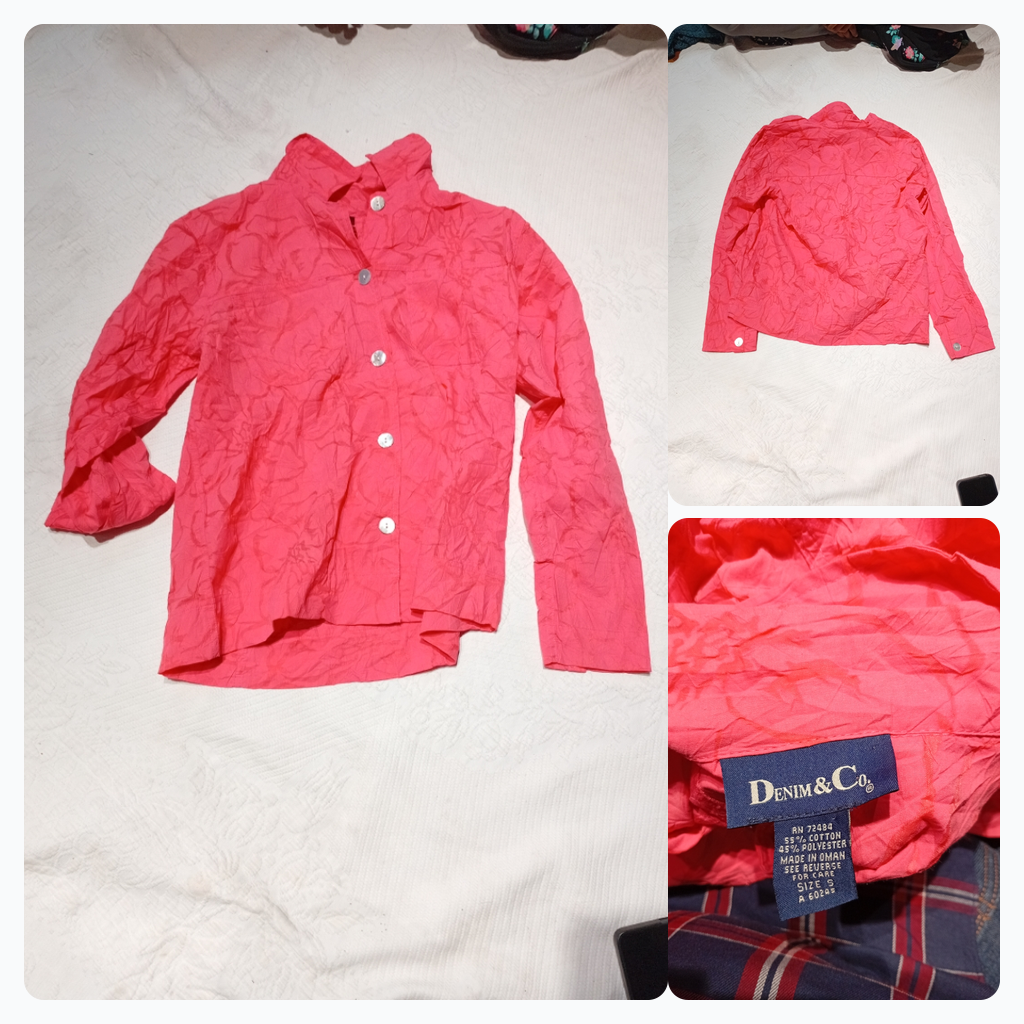 Denim & Co. Pink Button-Up Shirt
