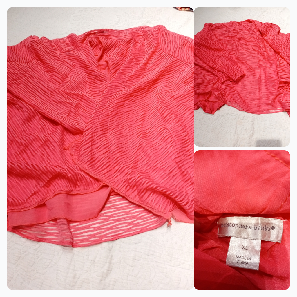 Christopher & Banks Pink Crinkle Bluse