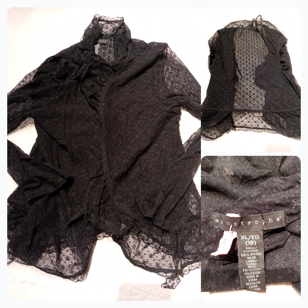 Cardigan en dentelle noire Apostrophe
