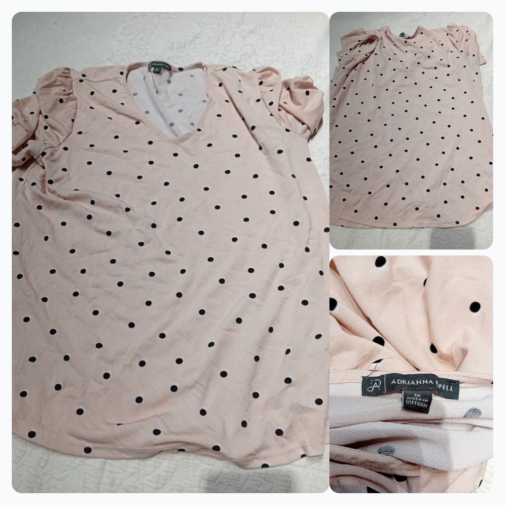 Top à manches bouffantes à pois Adrianna Papell
