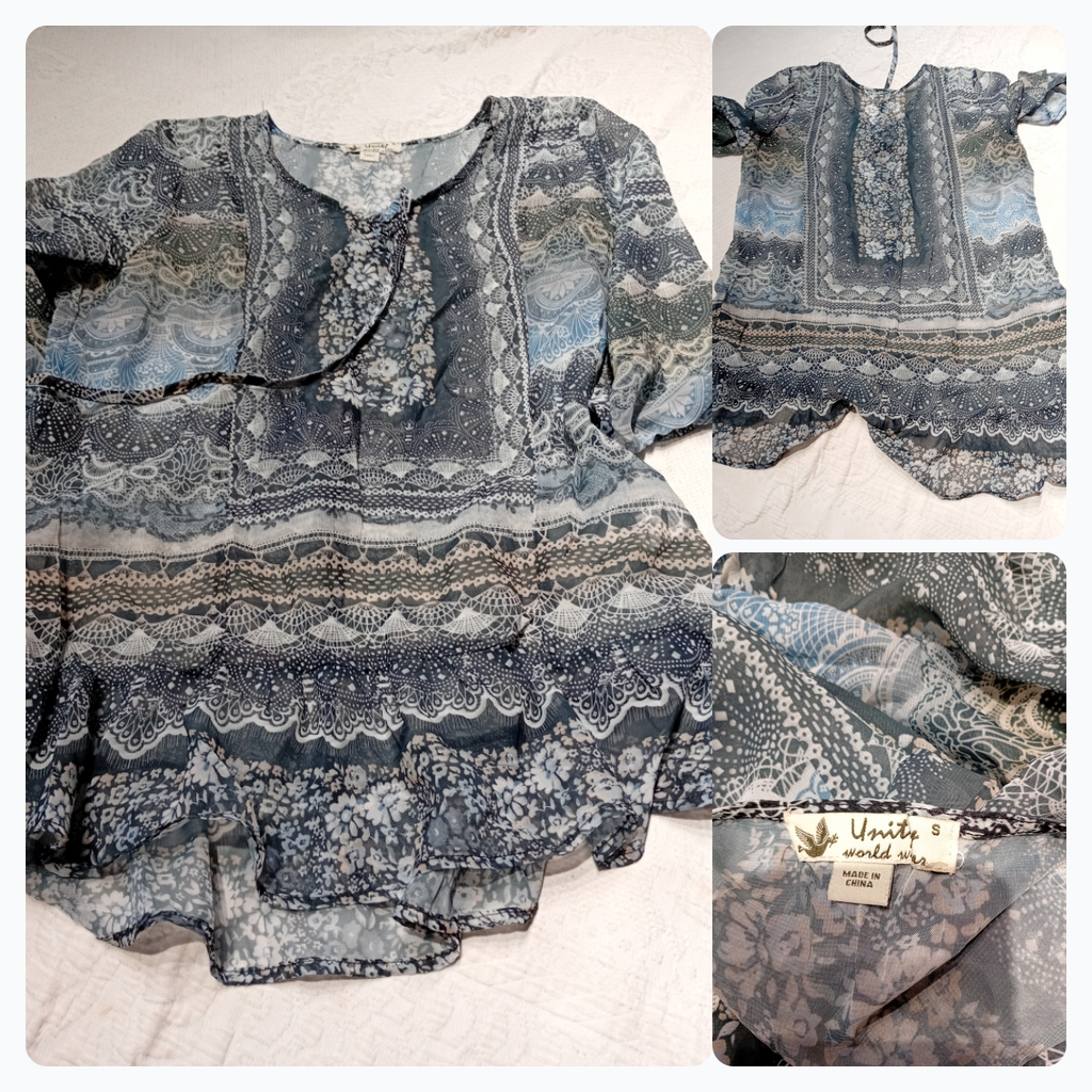 Blouse à imprimé floral bleu