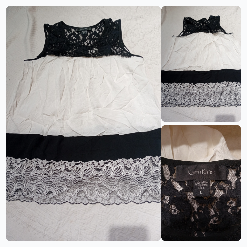 Débardeur en dentelle noir et blanc Karen Kane