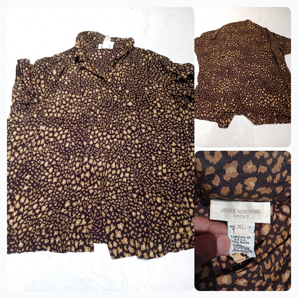 Jones New York Sport Animal Print Button-Up Shirt