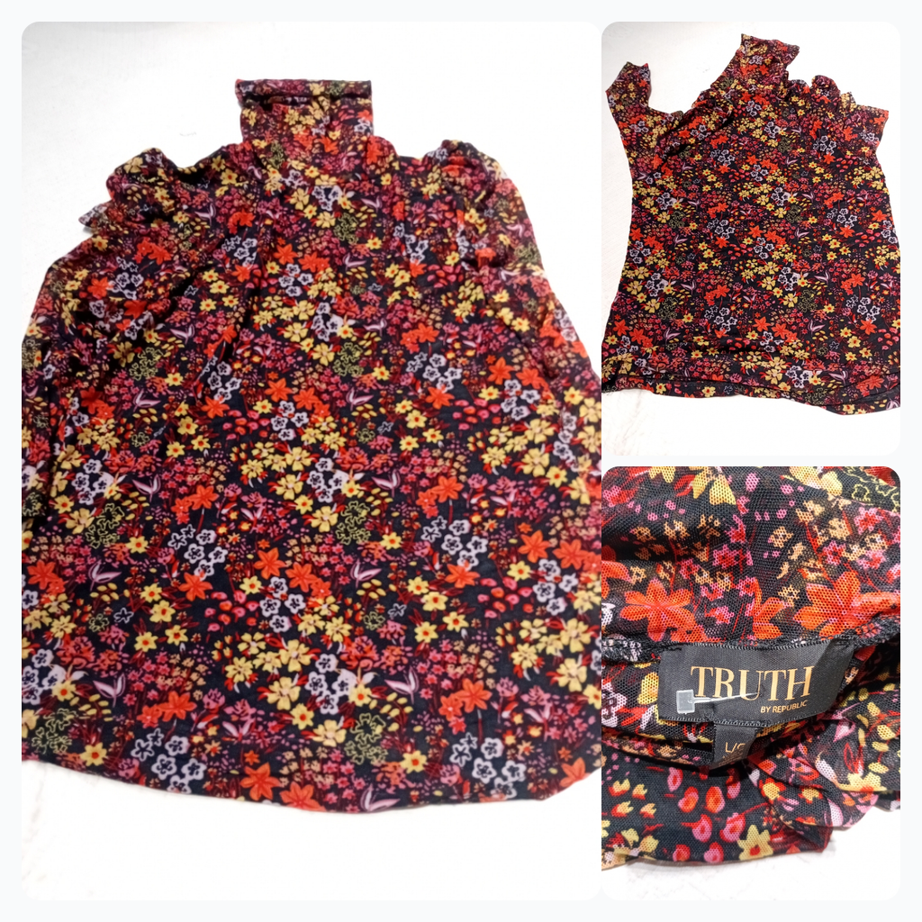 Floral Print Turtleneck Top