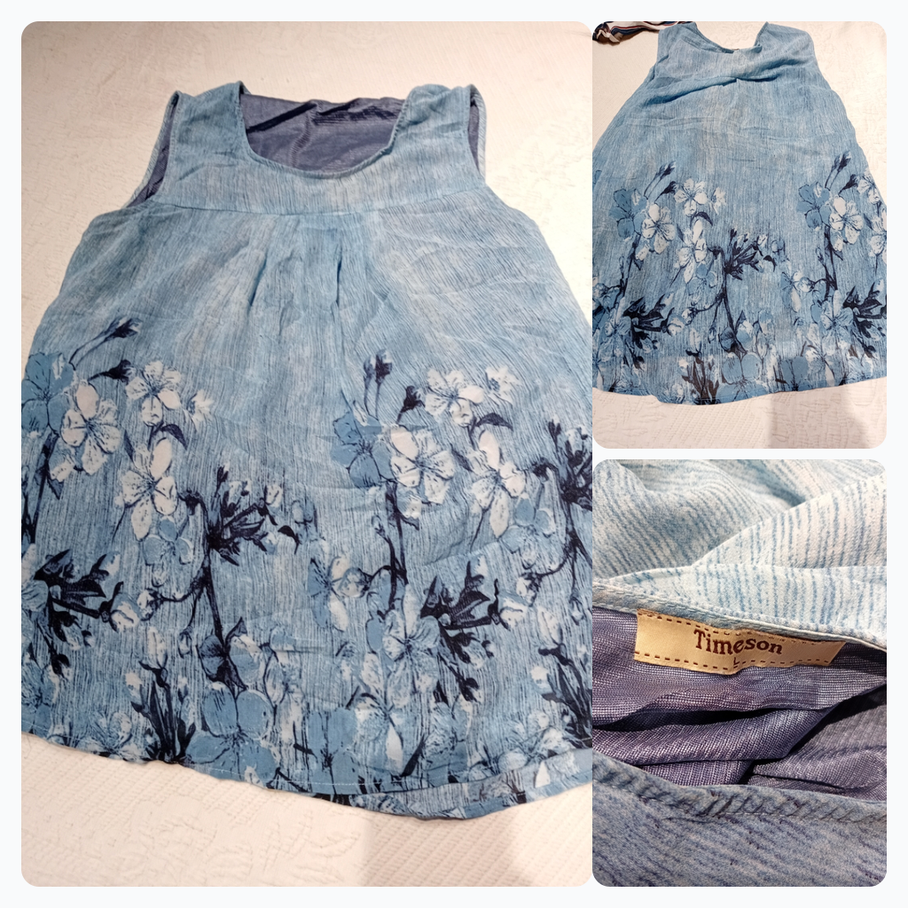 Robe sans manches à fleurs bleues