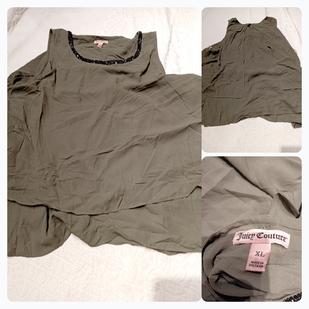 Juicy Couture Olive Green Beaded Tank Top