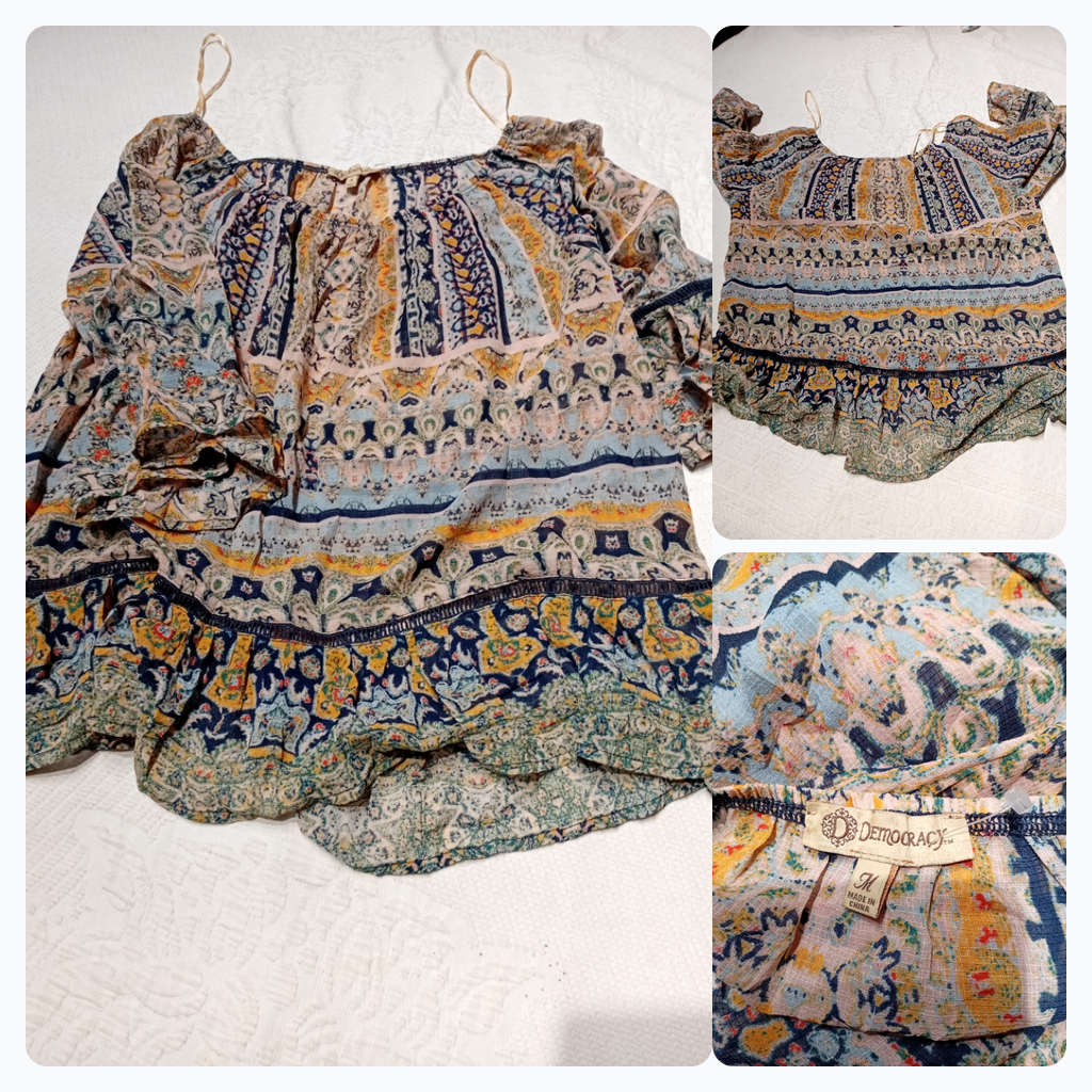 Blusa campesina con estampado Paisley de Democracy
