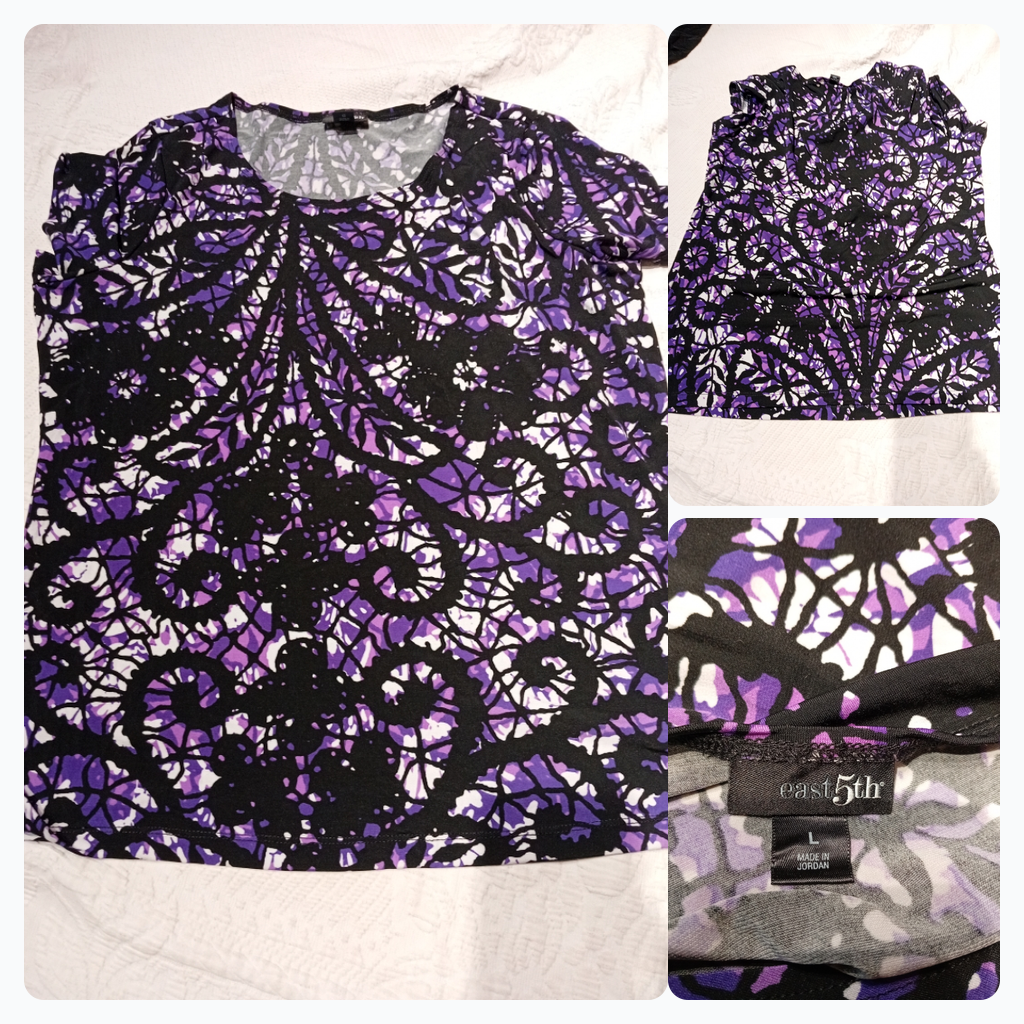Camiseta impresa en púrpura y negro East 5th