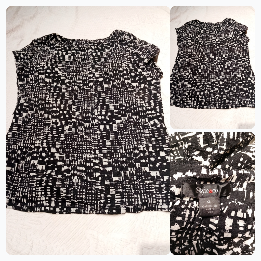 Blusa de estampado en blanco y negro de Style & co..