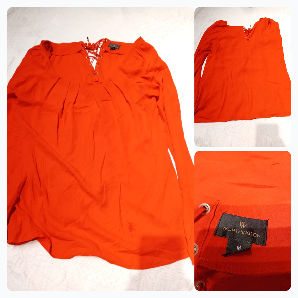 Blusa de manga larga roja Worthington