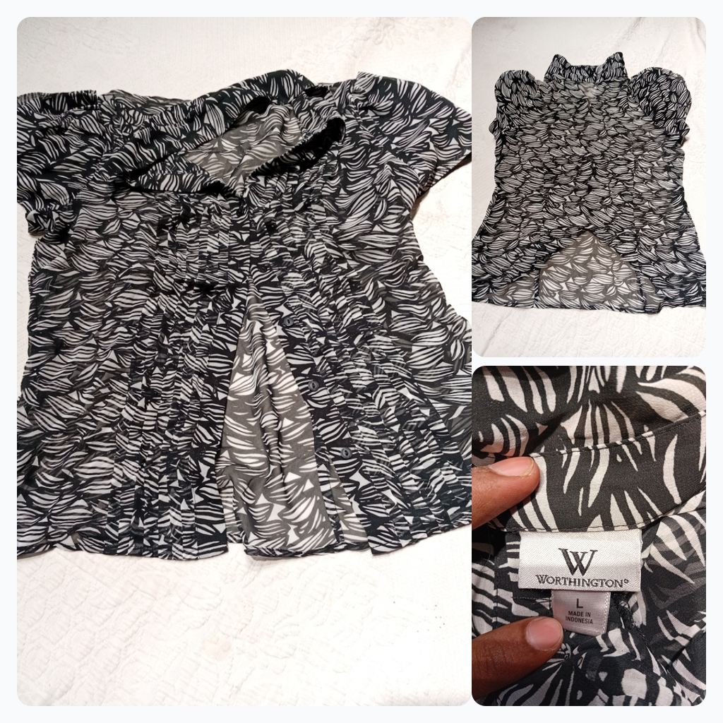 Blusa impresa en blanco y negro Worthington