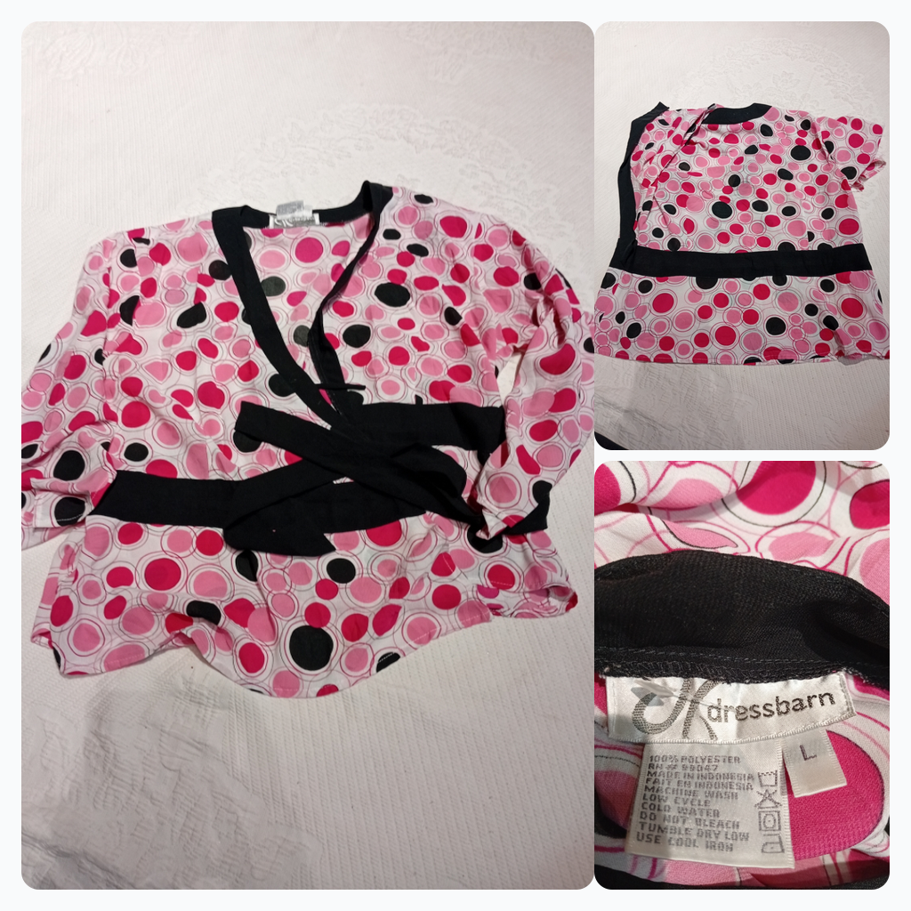Dressbarn Pink Polka Dot Blouse
