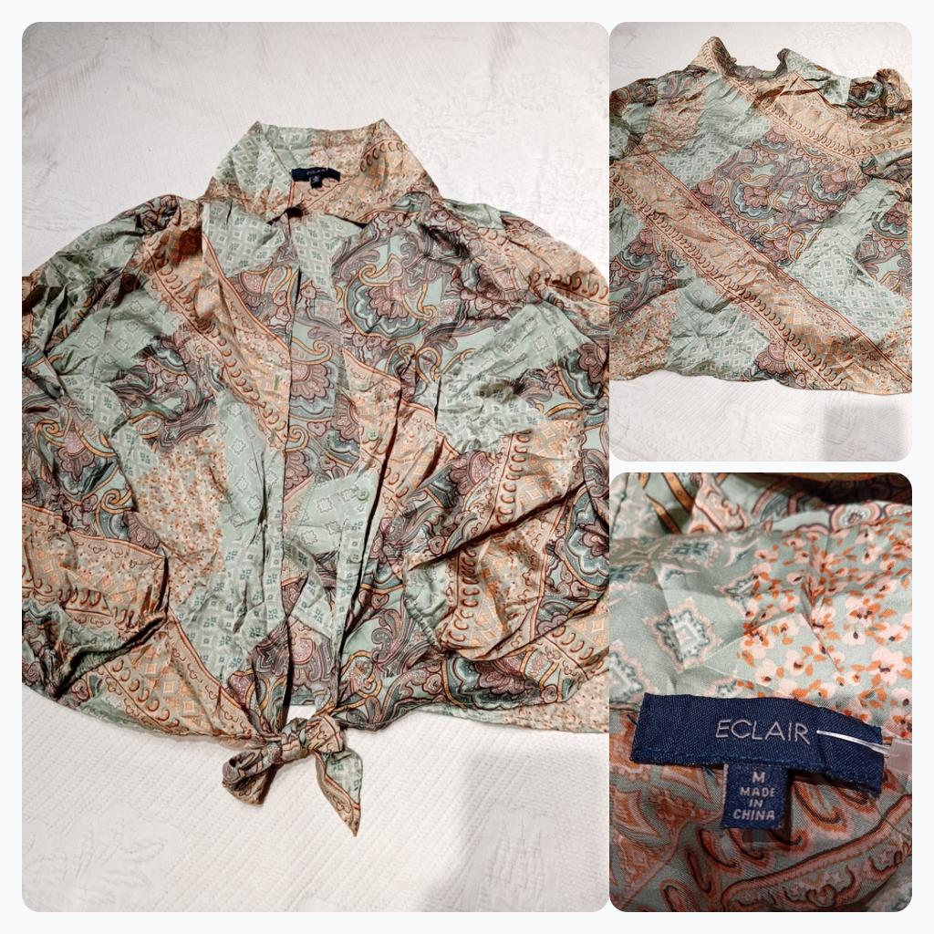 Blouse à front noué à imprimé Paisley ECLAIR