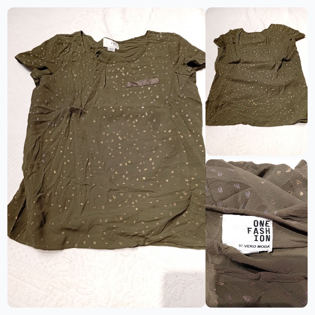 Olive Green Polka Dot T-Shirt