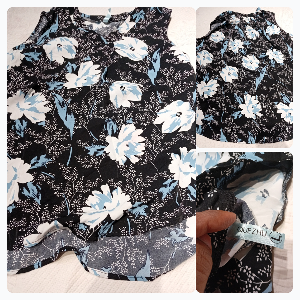 T-shirt sans manches à imprimé floral