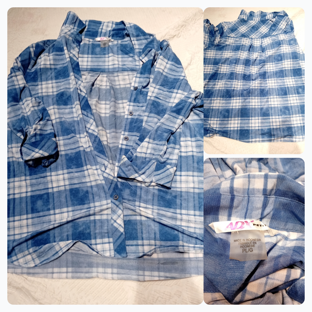 Camisa de botón a cuadros azul