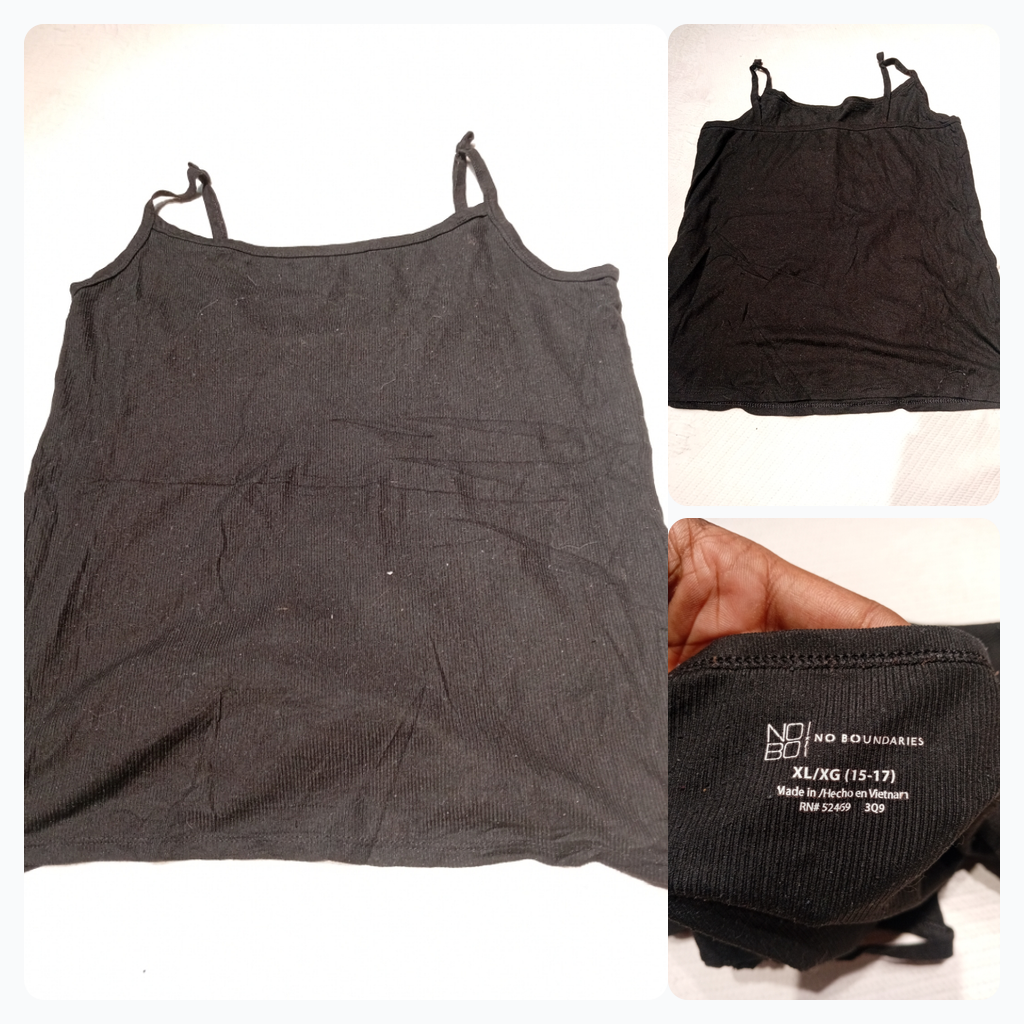 No Boundaries Camiseta de tirantes negra con canal..