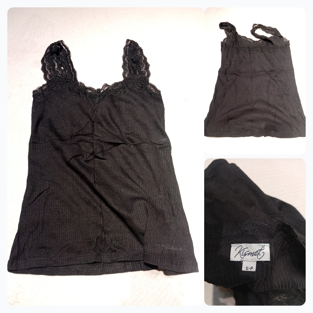 Black Lace Trim Cami Top