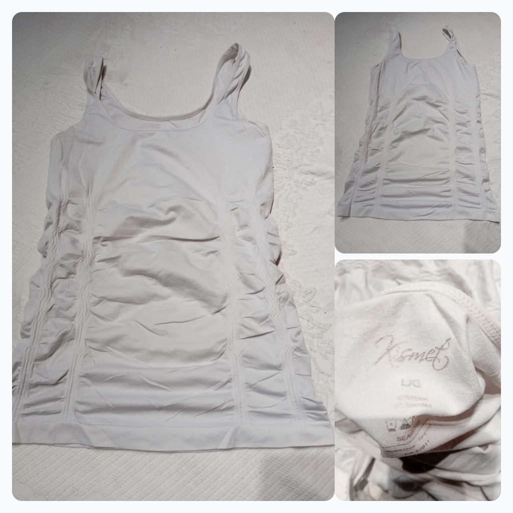 White Tank Top with Ruched Detailing
