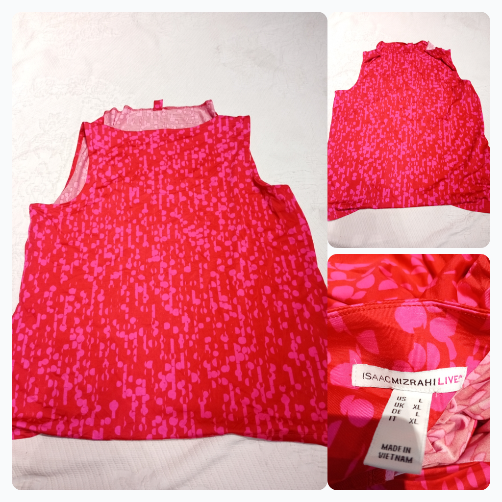 Isaac Mizrahi Live! Top sin mangas de estampado ro..