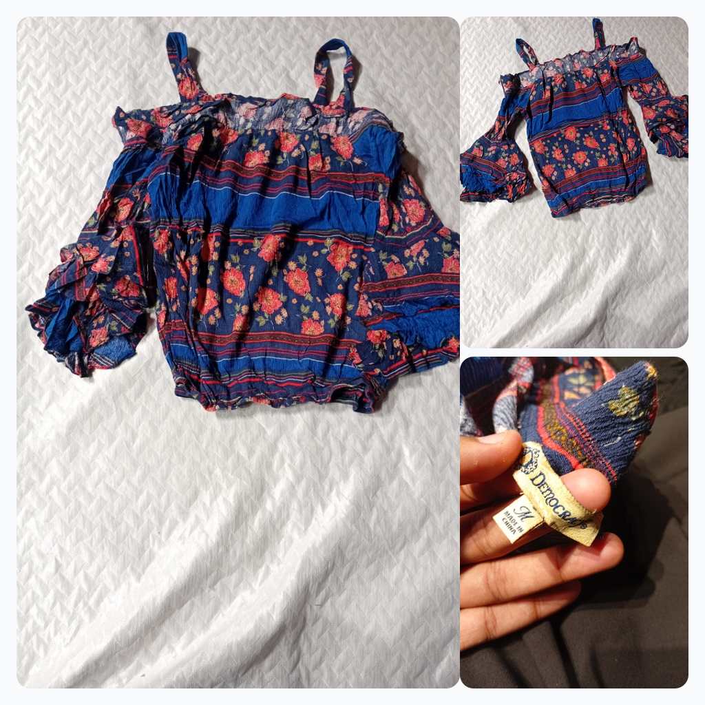 Democracy Floral Print Cold Shoulder Top